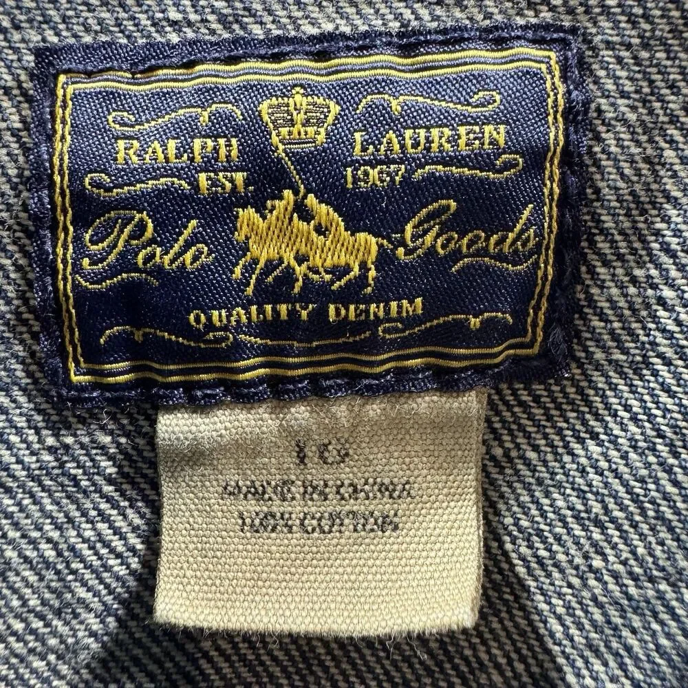 Polo Ralph Lauren Denim Jacket Girls 10 Blue Trucker Youth Cropped‎ Pockets Kids
